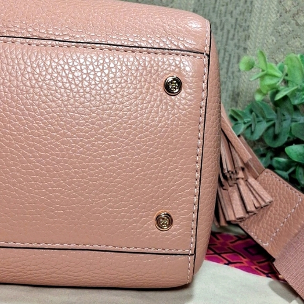 Tory Burch Dusty Rose Leather Satchel with Tassel - Picture 8 of 15